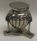 A Victorian silver inkwell with deer head decoration. London 1895.