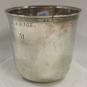 An 18th Century French silver beaker. Marked to base. Approx. 71 grams.