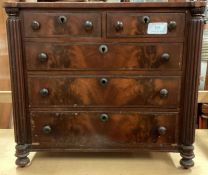 A mahogany five drawer apprentice chest.