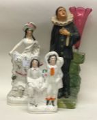 Two Staffordshire figures etc.