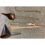 A good collection of Georgian cast iron skillets etc.