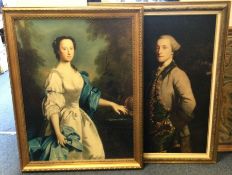 Two large framed portraits. Est. £20 - £30.