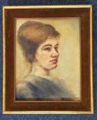 DORA PROWER (British, 1907 - 1996): A gilt framed oil depicting portrait of a lady.