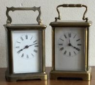 Two small brass mounted carriage clock.