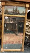 A good Georgian gilt framed mirror attractively decorated with boats.