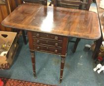 A good mahogany three drawer work table with bead edge.