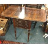 A good mahogany three drawer work table with bead edge.