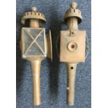 A pair of old brass coach lamps. Est. £20 - £30.