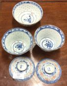 A pair of Chinese blue and white tea bowls etc.