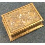 TIFFANY & CO: An unusual gilt hinged top box with agate panels.