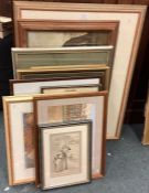 A large collection of framed prints etc.