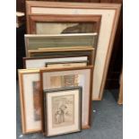 A large collection of framed prints etc.