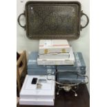 A collection of collectors plates, brass tray etc.