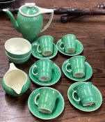 A good Susie Cooper part coffee service decorated in green ground.