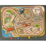 A vintage toy race track.