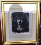 RGB: A gilt framed and glazed lithograph entitled 'African Girl' numbered 3/12.