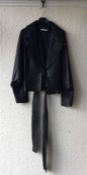 Three leather coats together with one other vintage coat. Size small.