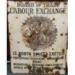 An old "Board of Trade Labour Exchange" enamel sign.