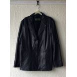 One sheepskin coat together with two other leather coats.