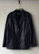 One sheepskin coat together with two other leather coats.