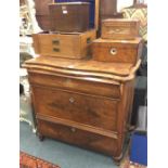 A Continental mahogany three drawer chest.