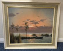 GERALD BROUWER: A framed oil on canvas entitled 'Lake At Akersloot'.
