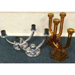 A pair of stylish chrome candlesticks etc.