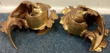 A good pair of large gilt scroll mounts.