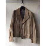 A REISS leather coat together with two other leather coats. Size small.