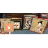 A large collection of Oriental pictures and silks.