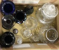 A collection of cut glass vases etc.