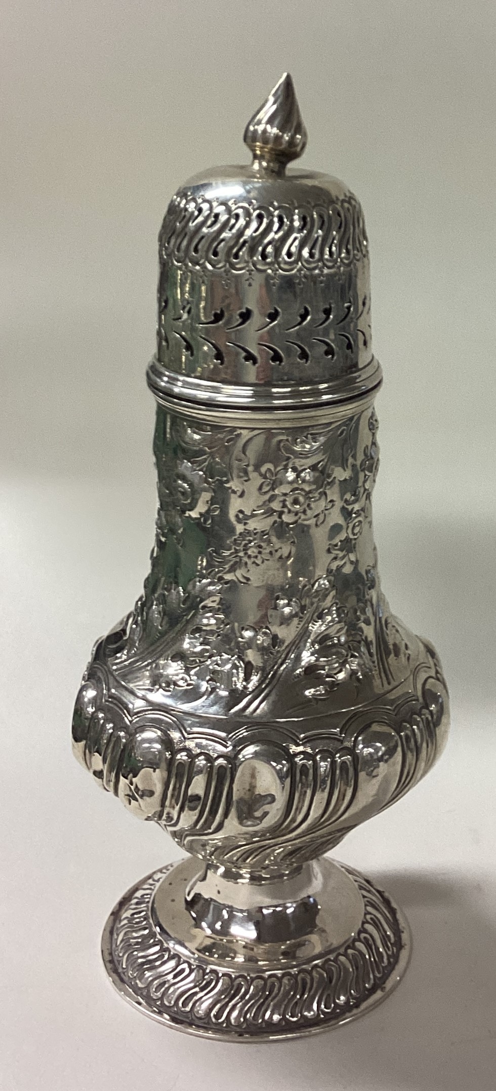 A large chased silver sugar caster. London 1897. By Josiah Williams & Co. - Image 2 of 2