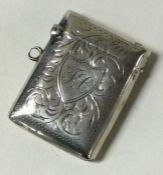 A silver vesta case. Birmingham 1915.