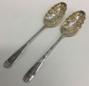 CHESTER: A good pair of chased silver berry spoons. 1752.