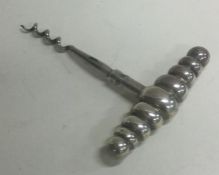 A novelty Victorian silver corkscrew. Birmingham 1890.