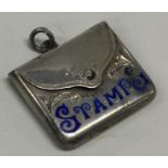 A silver and enamelled stamp case. Birmingham 1915