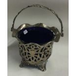 A Victorian silver and glass pierced basket. Londo
