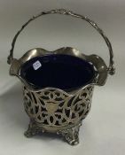 A Victorian silver and glass pierced basket. Londo