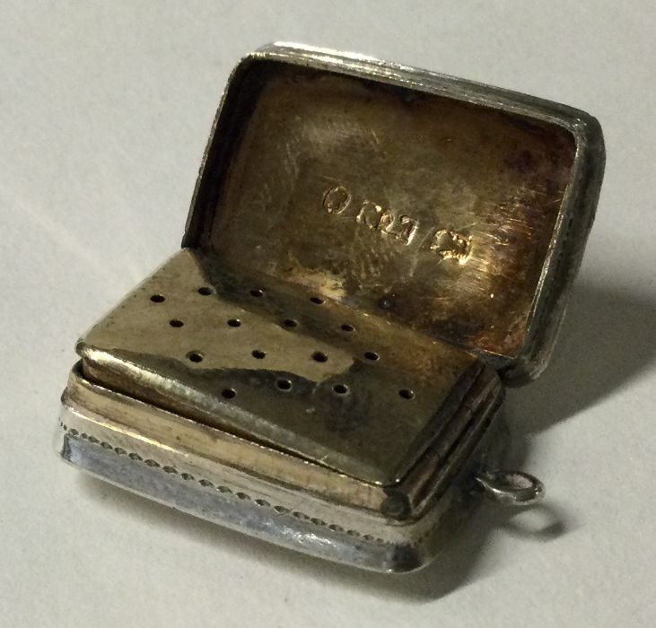 A Victorian engine turned silver vinaigrette  Birmingham 1860. By Edward Smith. - Image 2 of 2