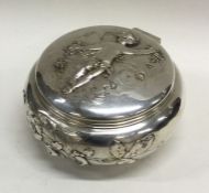 ED WOOLEN WEBER: A good circular silver and silver gilt tea caddy chased with figures and flowers.