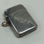 OF GOLFING INTEREST: A silver vesta case with gold inlay. London 1897. By Sampson Mordan & Co.