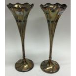 A heavy pair of silver spill vases. Sheffield.