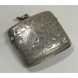 A Victorian silver engraved vesta. Birmingham 1897.