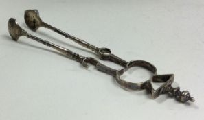 A pair of 18th Century Georgian silver ice tongs. Maker's mark only.