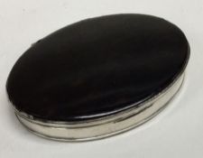 A good Georgian silver and tortoiseshell oval box