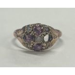 A good 15 carat gold amethyst and pearl ring (stone missing).