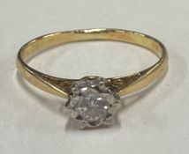An 18 carat gold diamond single stone ring in claw mount.