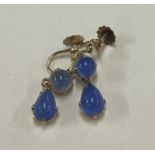 An unusual pair of blue stone drop earrings in 9 carat.