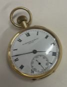 An 18 carat gold gents pocket watch with white enamelled dial.