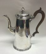 An 18th Century George II straight sided silver coffee pot. London 1733. By Samuel Smith.